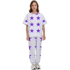 Star Pattern T- Shirt Star Pattern - Purple T- Shirt Kids  Tee And Pants Sports Set