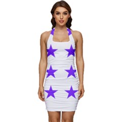 Star Pattern T- Shirt Star Pattern - Purple T- Shirt Sleeveless Wide Square Neckline Ruched Bodycon Dress