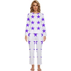 Star Pattern T- Shirt Star Pattern - Purple T- Shirt Womens  Long Sleeve Lightweight Pajamas Set