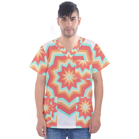 Star T- Shirt10 Pointed Star T- Shirt Men s V-neck Scrub Top by maxcute