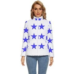 Stars T- Shirt Star Pattern - Dark Blue T- Shirt Women s Puffer Bubble Jacket Coat by maxcute