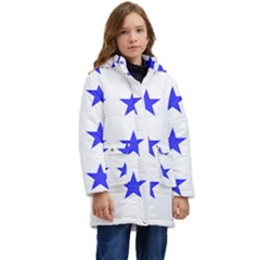 Stars T- Shirt Star Pattern - Dark Blue T- Shirt Kid s Hooded Longline Puffer Jacket by maxcute