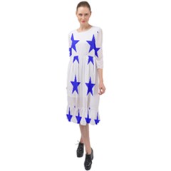 Stars T- Shirt Star Pattern - Dark Blue T- Shirt Ruffle End Midi Chiffon Dress by maxcute