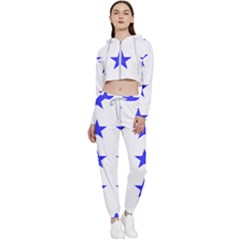 Stars T- Shirt Star Pattern - Dark Blue T- Shirt Cropped Zip Up Lounge Set by maxcute