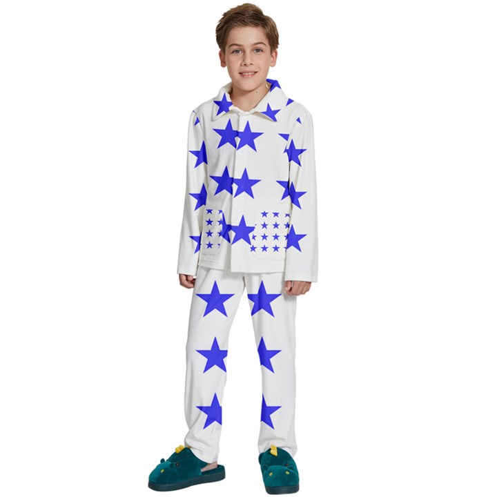 Stars T- Shirt Star Pattern - Dark Blue T- Shirt Kids  Long Sleeve Velvet Pajamas Set