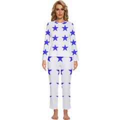 Stars T- Shirt Star Pattern - Dark Blue T- Shirt Womens  Long Sleeve Lightweight Pajamas Set