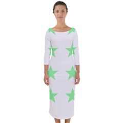 Stars T- Shirt Star Pattern - Green T- Shirt Quarter Sleeve Midi Bodycon Dress by maxcute