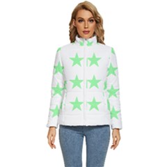 Stars T- Shirt Star Pattern - Green T- Shirt Women s Puffer Bubble Jacket Coat by maxcute