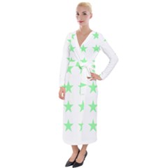 Stars T- Shirt Star Pattern - Green T- Shirt Velvet Maxi Wrap Dress by maxcute