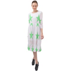 Stars T- Shirt Star Pattern - Green T- Shirt Ruffle End Midi Chiffon Dress by maxcute