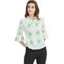 Stars T- Shirt Star Pattern - Green T- Shirt Loose Horn Sleeve Chiffon Blouse View1