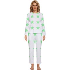 Stars T- Shirt Star Pattern - Green T- Shirt Womens  Long Sleeve Lightweight Pajamas Set by maxcute