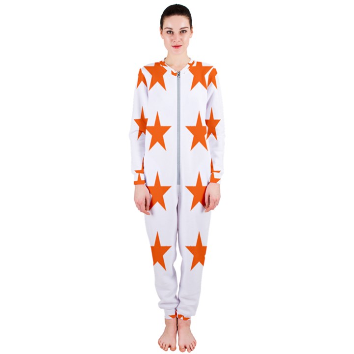 Stars T- Shirt Star Pattern - Orange T- Shirt OnePiece Jumpsuit (Ladies)