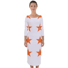 Stars T- Shirt Star Pattern - Orange T- Shirt Quarter Sleeve Midi Bodycon Dress by maxcute