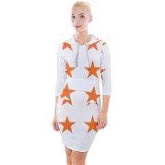 Stars T- Shirt Star Pattern - Orange T- Shirt Quarter Sleeve Hood Bodycon Dress by maxcute