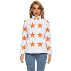 Stars T- Shirt Star Pattern - Orange T- Shirt Women s Puffer Bubble Jacket Coat by maxcute