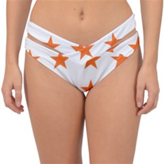 Stars T- Shirt Star Pattern - Orange T- Shirt Double Strap Halter Bikini Bottom by maxcute