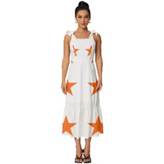 Stars T- Shirt Star Pattern - Orange T- Shirt Tie-strap Tiered Midi Chiffon Dress