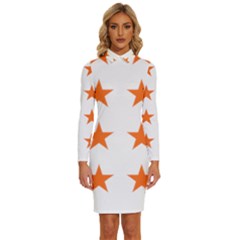 Stars T- Shirt Star Pattern - Orange T- Shirt Long Sleeve Shirt Collar Bodycon Dress by maxcute