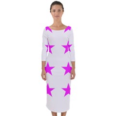 Stars T- Shirt Star Pattern - Pink T- Shirt Quarter Sleeve Midi Bodycon Dress by maxcute