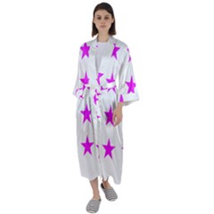 Stars T- Shirt Star Pattern - Pink T- Shirt Maxi Satin Kimono by maxcute