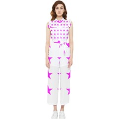 Stars T- Shirt Star Pattern - Pink T- Shirt Women s Frill Top Chiffon Jumpsuit by maxcute