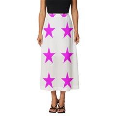 Stars T- Shirt Star Pattern - Pink T- Shirt Classic Midi Chiffon Skirt