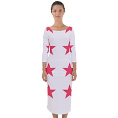 Stars T- Shirt Star Pattern - Red T- Shirt Quarter Sleeve Midi Bodycon Dress by maxcute