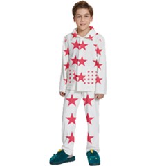 Stars T- Shirt Star Pattern - Red T- Shirt Kids  Long Sleeve Velvet Pajamas Set