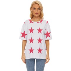 Stars T- Shirt Star Pattern - Red T- Shirt Oversized Basic Tee by maxcute