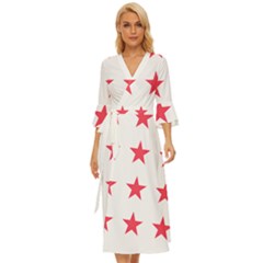 Stars T- Shirt Star Pattern - Red T- Shirt Midsummer Wrap Dress