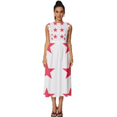 Stars T- Shirt Star Pattern - Red T- Shirt Sleeveless Round Neck Midi Dress