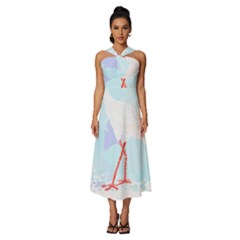 Stork Baby T- Shirtstork T- Shirt Sleeveless Cross Front Cocktail Midi Chiffon Dress