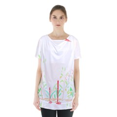 Stork Design T- Shirtstork T- Shirt (2) Skirt Hem Sports Top by maxcute