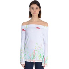 Stork Design T- Shirtstork T- Shirt (2) Off Shoulder Long Sleeve Top by maxcute