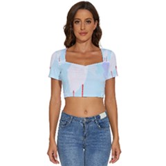 Stork Design T- Shirtstork T- Shirt Short Sleeve Square Neckline Crop Top 