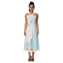 Stork Design T- Shirtstork T- Shirt Sleeveless Cross Front Cocktail Midi Chiffon Dress