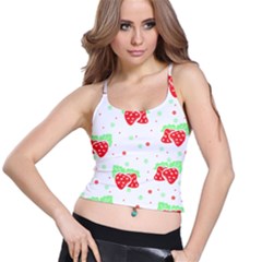 Strawberry T- Shirt S T R A W B E R R Y P A T T E R N T- Shirt Spaghetti Strap Bra Top