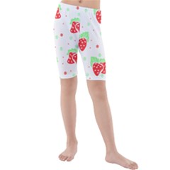 Strawberry T- Shirt S T R A W B E R R Y P A T T E R N T- Shirt Kids  Mid Length Swim Shorts