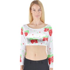 Strawberry T- Shirt S T R A W B E R R Y P A T T E R N T- Shirt Long Sleeve Crop Top