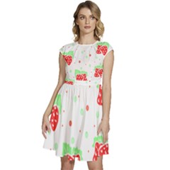 Strawberry T- Shirt S T R A W B E R R Y P A T T E R N T- Shirt Cap Sleeve High Waist Dress