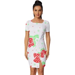 Strawberry T- Shirt S T R A W B E R R Y P A T T E R N T- Shirt Fitted Knot Split End Bodycon Dress