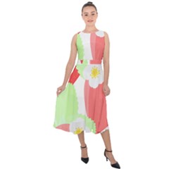 Strawberry T- Shirt Strawberries And Blossoms T- Shirt Midi Tie-back Chiffon Dress by maxcute