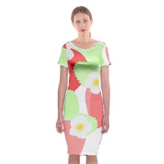 Strawberry T- Shirt Strawberries And Blossoms T- Shirt Classic Short Sleeve Midi Dress by maxcute