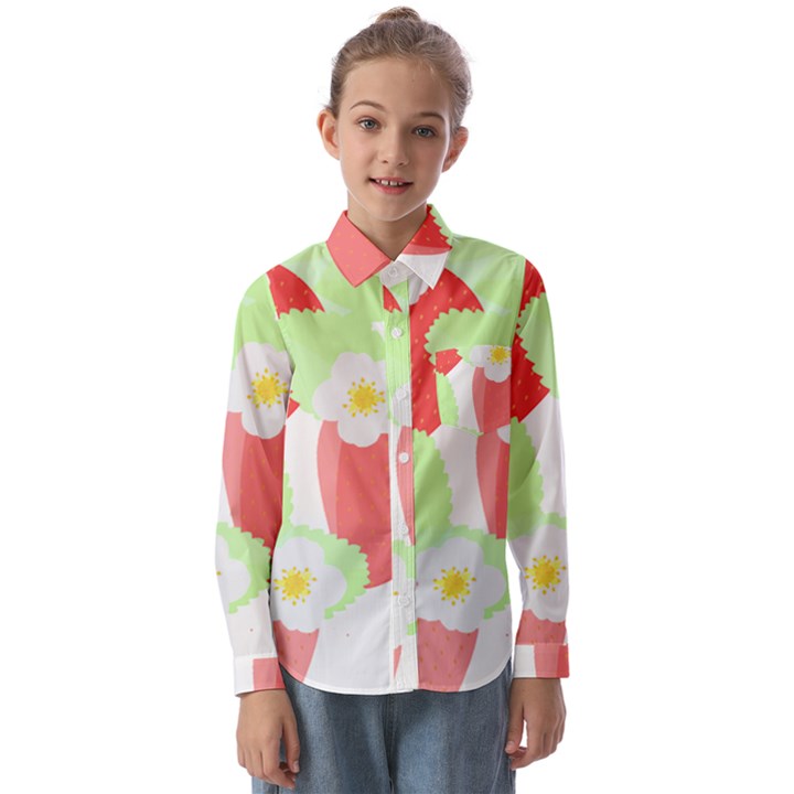 Strawberry T- Shirt Strawberries And Blossoms T- Shirt Kids  Long Sleeve Shirt