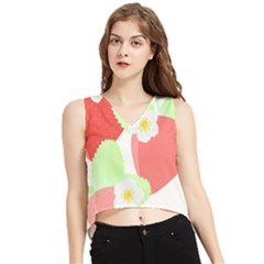 Strawberry T- Shirt Strawberries And Blossoms T- Shirt V-neck Cropped Tank Top by maxcute