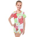 Strawberry T- Shirt Strawberries And Blossoms T- Shirt Kids  Mesh Tee and Shorts Set View1