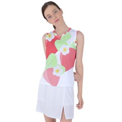 Strawberry T- Shirt Strawberries And Blossoms T- Shirt Women s Sleeveless Sports Top by maxcute