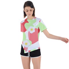 Strawberry T- Shirt Strawberries And Blossoms T- Shirt Asymmetrical Short Sleeve Sports Tee by maxcute