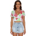 Strawberry T- Shirt Strawberries And Blossoms T- Shirt V-Neck Crop Top View1